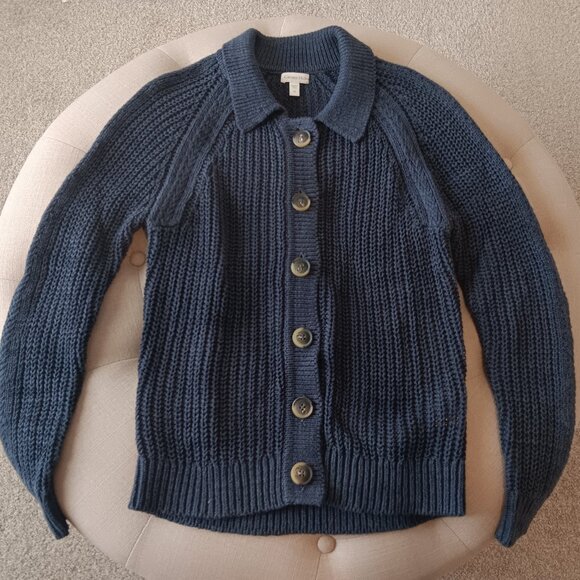 Garnet Hill Sweaters - Garnet Hill Navy cardigan sweater with collared neckline / Size XS